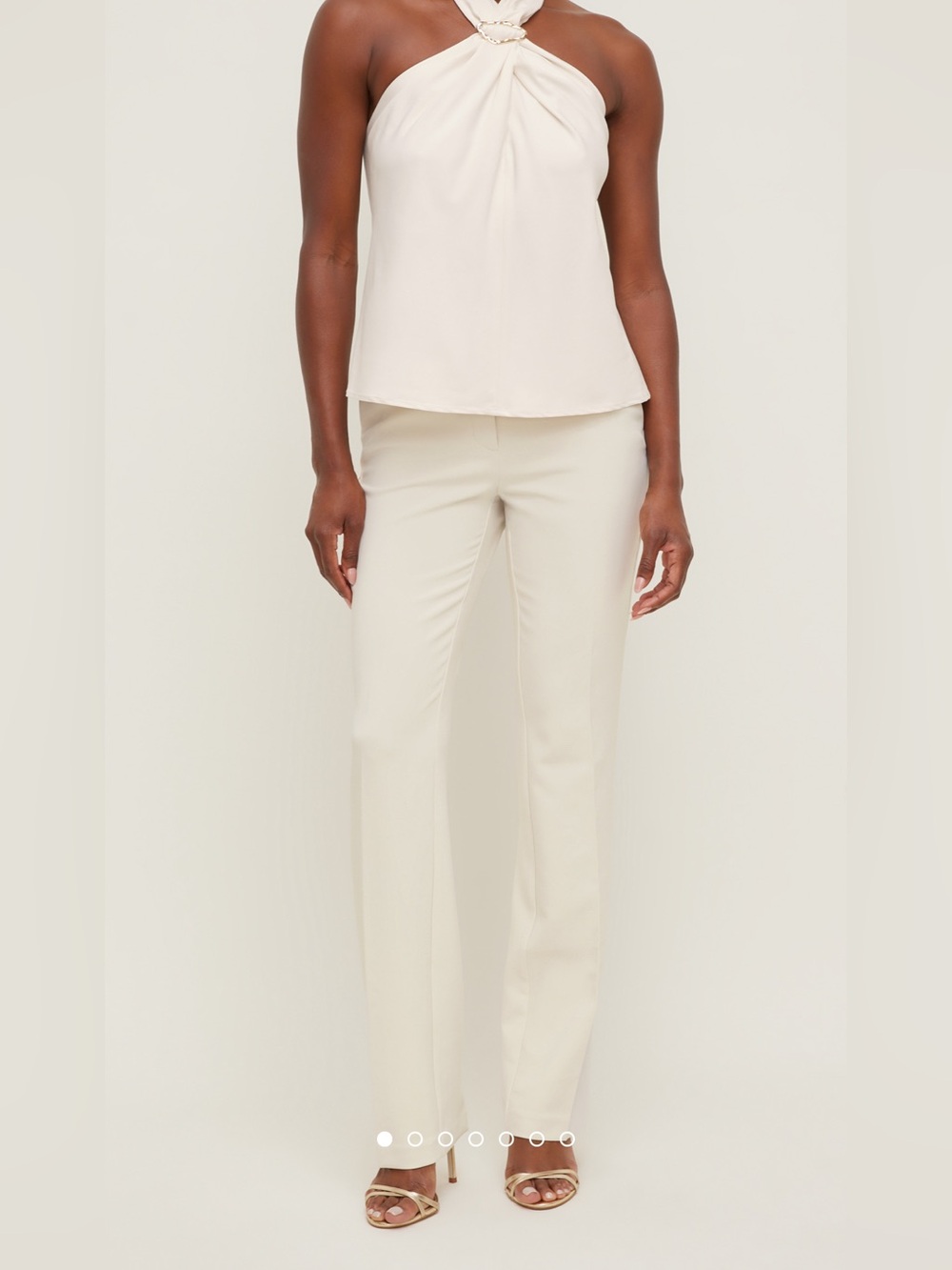 Dynamite Cream High-Rise Fitted Straight-Leg Pants
